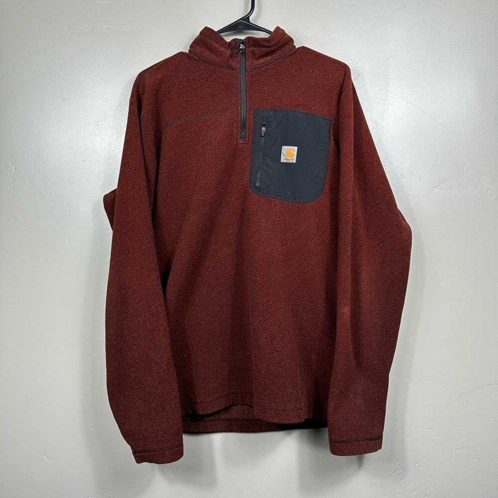 Carhartt Men’s 1/4 Zip Sweatshirt Light Red Heavyweight Pullover Sweater Medium